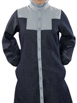 MyBatua Grey Denim Arabian Style Islamic Wear For Women Muslim Abaya With Hijab 2