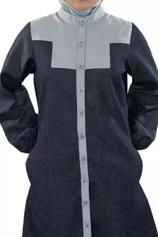 MyBatua Grey Denim Arabian Style Islamic Wear For Women Muslim Abaya With Hijab