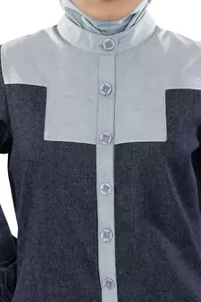 MyBatua Grey Denim Arabian Style Islamic Wear For Women Muslim Abaya With Hijab