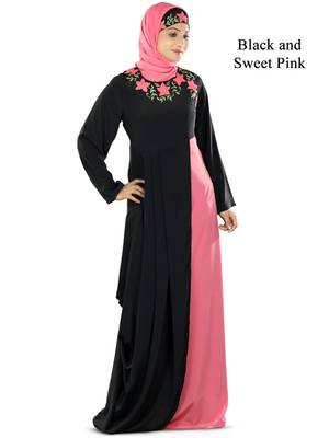 MyBatua Multicolor Polyester Arabian Style Islamic Wear For Women Muslim Abaya With Hijab 1
