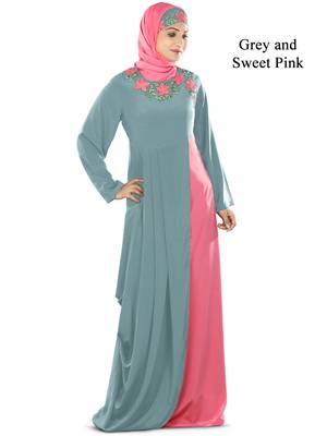 MyBatua Multicolor Polyester Arabian Style Islamic Wear For Women Muslim Abaya With Hijab 1