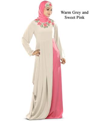 MyBatua Multicolor Polyester Arabian Style Islamic Wear For Women Muslim Abaya With Hijab 1