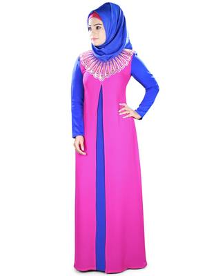 MyBatua Multicolor Georgette Arabian Style Islamic Wear For Women Muslim Abaya With Hijab 1