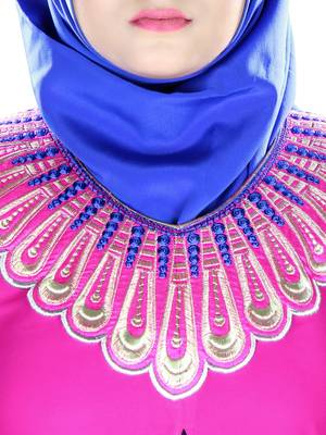 MyBatua Multicolor Georgette Arabian Style Islamic Wear For Women Muslim Abaya With Hijab 2