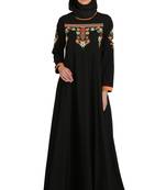 MyBatua Black Polyester Arabian Style Islamic Wear For Women Muslim Abaya With Hijab