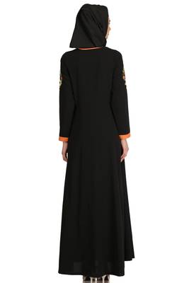 MyBatua Black Polyester Arabian Style Islamic Wear For Women Muslim Abaya With Hijab 3