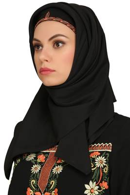 MyBatua Black Polyester Arabian Style Islamic Wear For Women Muslim Abaya With Hijab 5