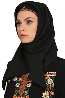 MyBatua Black Polyester Arabian Style Islamic Wear For Women Muslim Abaya With Hijab