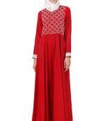 MyBatua Red Viscose Arabian Style Islamic Wear For Women Muslim Abaya With Hijab