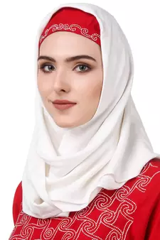 MyBatua Red Viscose Arabian Style Islamic Wear For Women Muslim Abaya With Hijab