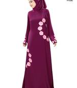 MyBatua Wine Polyester Arabian Style Islamic Wear For Women Muslim Abaya With Hijab