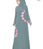MyBatua Grey Polyester Arabian Style Islamic Wear For Women Muslim Abaya With Hijab