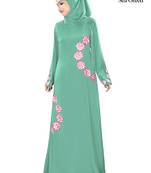 MyBatua Green Polyester Arabian Style Islamic Wear For Women Muslim Abaya With Hijab