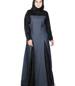 MyBatua Multicolor Denim Arabian Style Islamic Wear For Women Muslim Abaya With Hijab