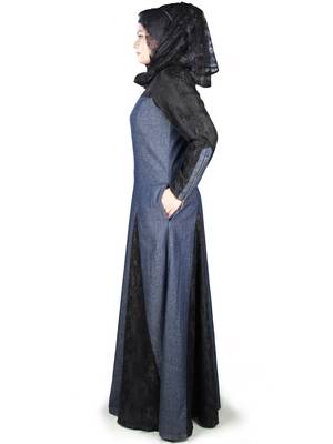 MyBatua Multicolor Denim Arabian Style Islamic Wear For Women Muslim Abaya With Hijab 2