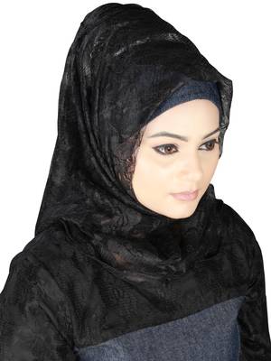 MyBatua Multicolor Denim Arabian Style Islamic Wear For Women Muslim Abaya With Hijab 3