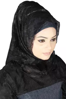 MyBatua Multicolor Denim Arabian Style Islamic Wear For Women Muslim Abaya With Hijab