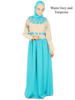 MyBatua Multicolor Poly Crepe Arabian Style Islamic Wear For Women Muslim Abaya With Hijab 1