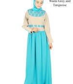 MyBatua Multicolor Poly Crepe Arabian Style Islamic Wear For Women Muslim Abaya With Hijab