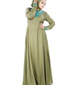 MyBatua Green Rayon Arabian Style Islamic Wear For Women Muslim Abaya With Hijab