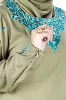 MyBatua Green Rayon Arabian Style Islamic Wear For Women Muslim Abaya With Hijab