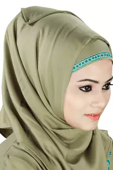 MyBatua Green Rayon Arabian Style Islamic Wear For Women Muslim Abaya With Hijab