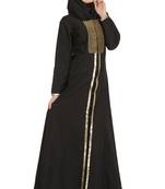MyBatua Black Polyester Arabian Style Islamic Wear For Women Muslim Abaya With Hijab