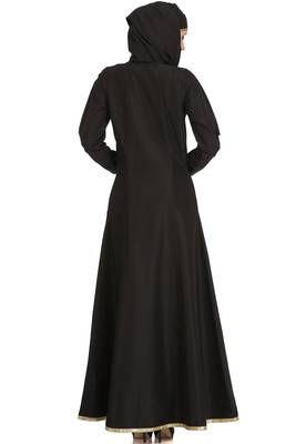 MyBatua Black Polyester Arabian Style Islamic Wear For Women Muslim Abaya With Hijab 4