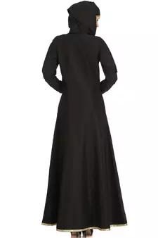 MyBatua Black Polyester Arabian Style Islamic Wear For Women Muslim Abaya With Hijab