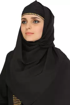 MyBatua Black Polyester Arabian Style Islamic Wear For Women Muslim Abaya With Hijab