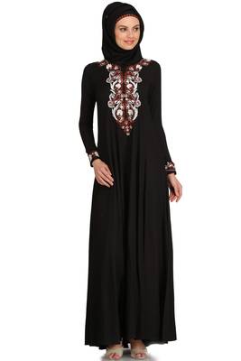 MyBatua Black Rayon Arabian Style Islamic Wear For Women Muslim Abaya With Hijab 1