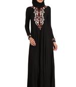 MyBatua Black Rayon Arabian Style Islamic Wear For Women Muslim Abaya With Hijab
