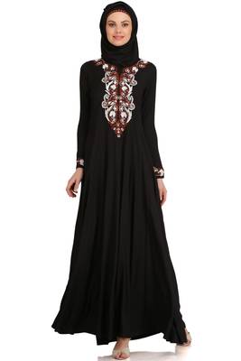 MyBatua Black Rayon Arabian Style Islamic Wear For Women Muslim Abaya With Hijab 2