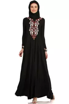 MyBatua Black Rayon Arabian Style Islamic Wear For Women Muslim Abaya With Hijab