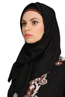 MyBatua Black Rayon Arabian Style Islamic Wear For Women Muslim Abaya With Hijab