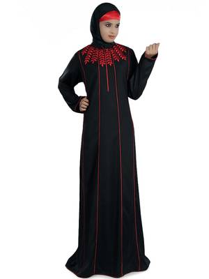 MyBatua Black Rayon Arabian Style Islamic Wear For Women Muslim Abaya With Hijab 1
