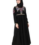 MyBatua Black Polyester Arabian Style Islamic Wear For Women Muslim Abaya With Hijab