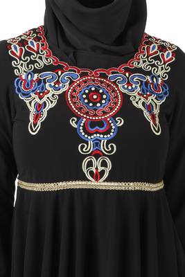 MyBatua Black Polyester Arabian Style Islamic Wear For Women Muslim Abaya With Hijab 3