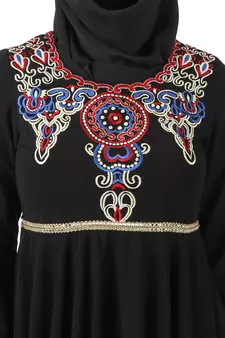 MyBatua Black Polyester Arabian Style Islamic Wear For Women Muslim Abaya With Hijab