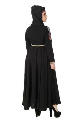 MyBatua Black Polyester Arabian Style Islamic Wear For Women Muslim Abaya With Hijab 4