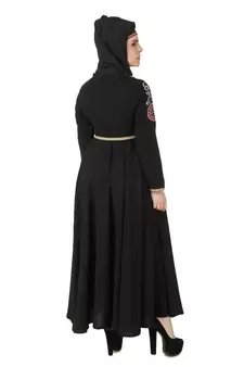 MyBatua Black Polyester Arabian Style Islamic Wear For Women Muslim Abaya With Hijab
