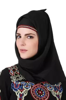 MyBatua Black Polyester Arabian Style Islamic Wear For Women Muslim Abaya With Hijab