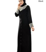 MyBatua Black Polyester Arabian Style Islamic Wear For Women Muslim Abaya With Hijab