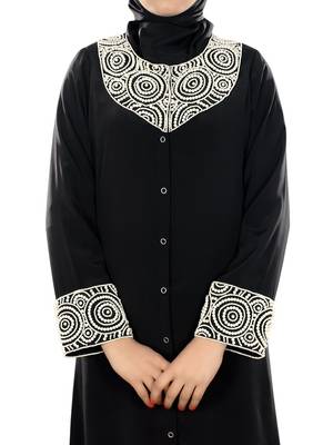 MyBatua Black Polyester Arabian Style Islamic Wear For Women Muslim Abaya With Hijab 2