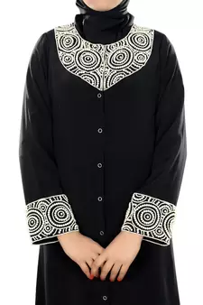 MyBatua Black Polyester Arabian Style Islamic Wear For Women Muslim Abaya With Hijab