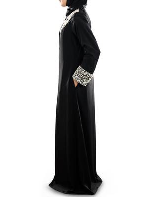 MyBatua Black Polyester Arabian Style Islamic Wear For Women Muslim Abaya With Hijab 4