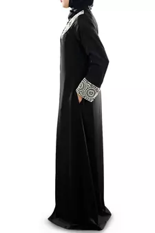 MyBatua Black Polyester Arabian Style Islamic Wear For Women Muslim Abaya With Hijab