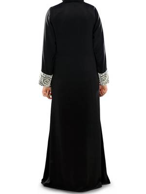 MyBatua Black Polyester Arabian Style Islamic Wear For Women Muslim Abaya With Hijab 5