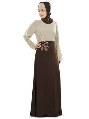 MyBatua Multicolor Poly Crepe Arabian Style Islamic Wear For Women Muslim Abaya With Hijab 1