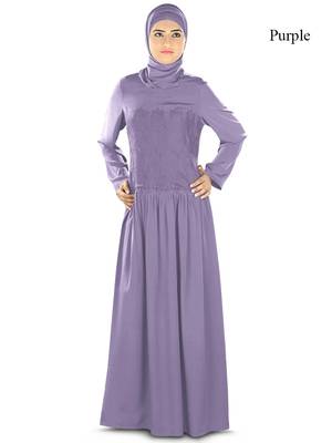 MyBatua Purple Poly Crepe Arabian Style Islamic Wear For Women Muslim Abaya With Hijab 1